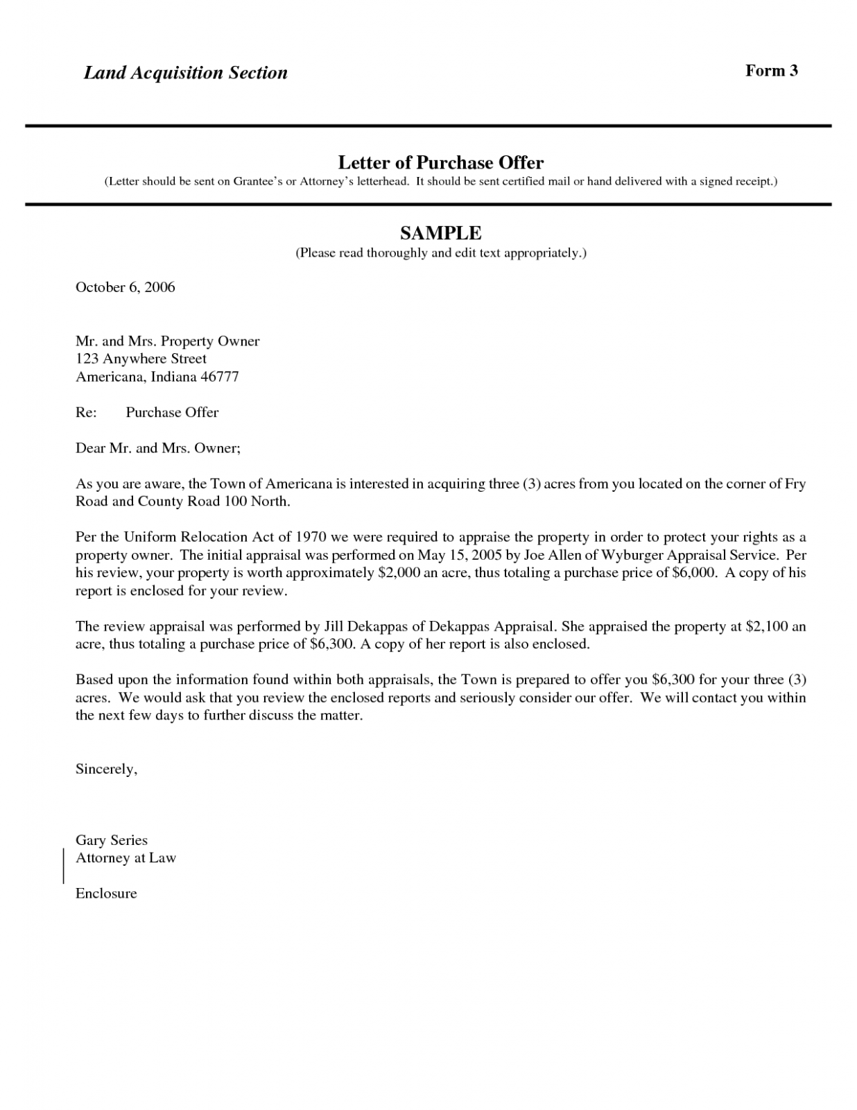 Printable Land Purchase Offer Letter Template Excel