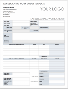 Editable Landscaping Work Order Template Doc