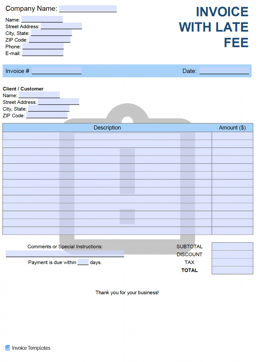 Editable Late Payment Invoice Template Excel Editable Late Payment Invoice Template Excel