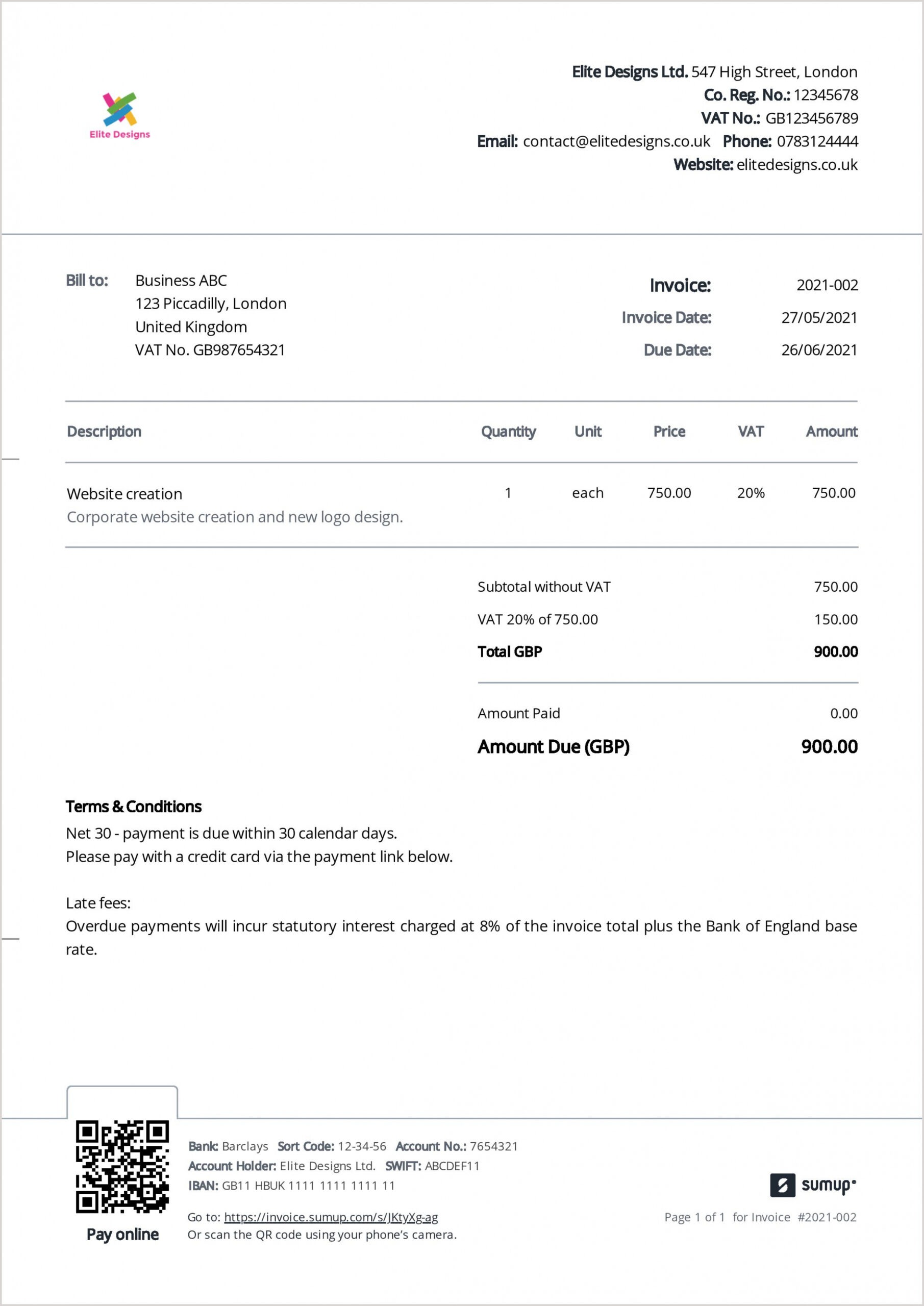 Printable Late Payment Invoice Template PDF
