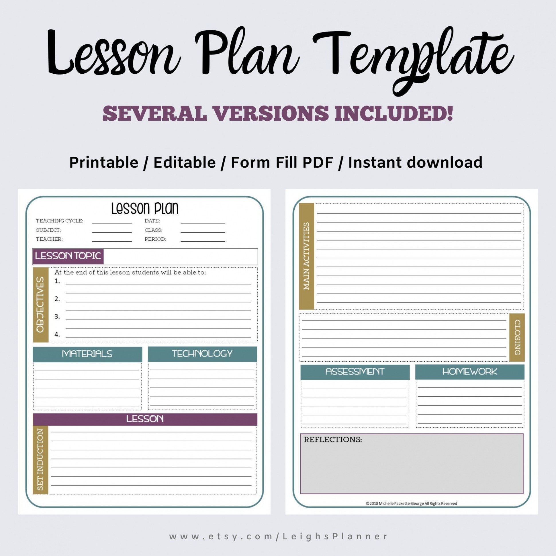 Printable Lesson Plan Template For High School PPT