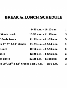 Printable Lunch Break Schedule Template Docs
