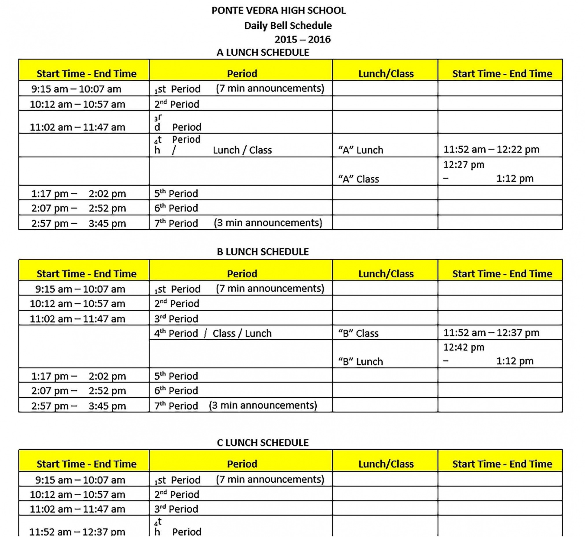 Free Lunch Break Schedule Template PDF