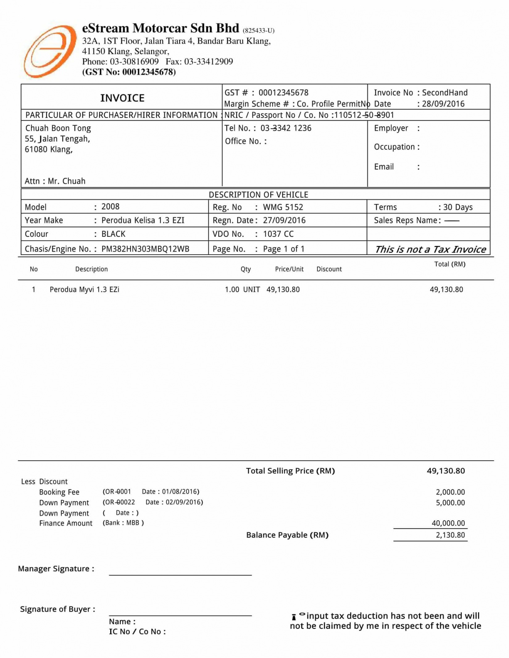 Editable Margin Scheme Invoice Template Docs