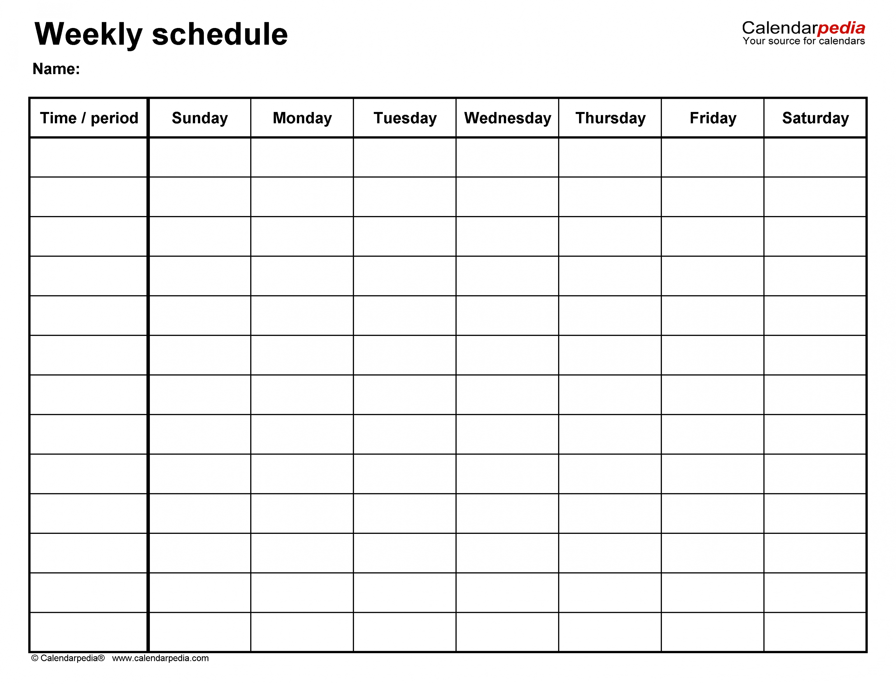 Free Monday To Sunday Schedule Template Sample