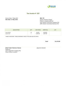 Sample Non Gst Invoice Template