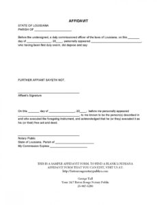 Sample Notary Affidavit Template Word