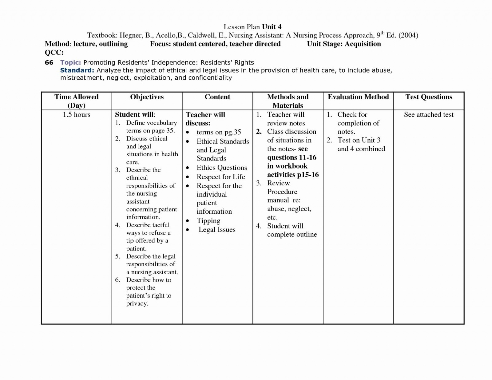 Free Nursing Teaching Plan Template PDF