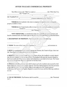 Editable Offer To Lease Template Sample