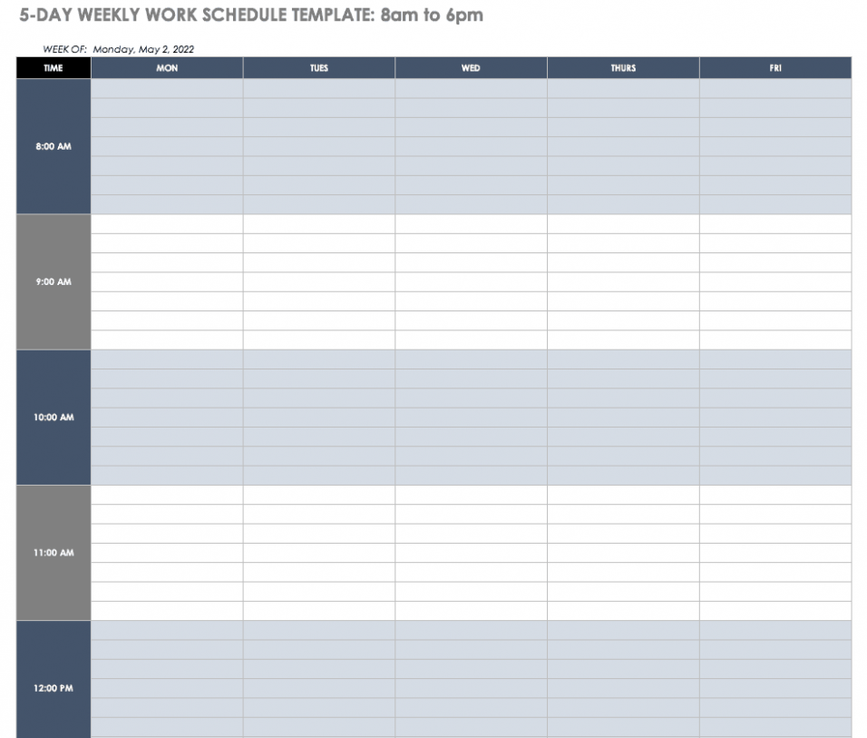 Editable Office Work Schedule Template CSV