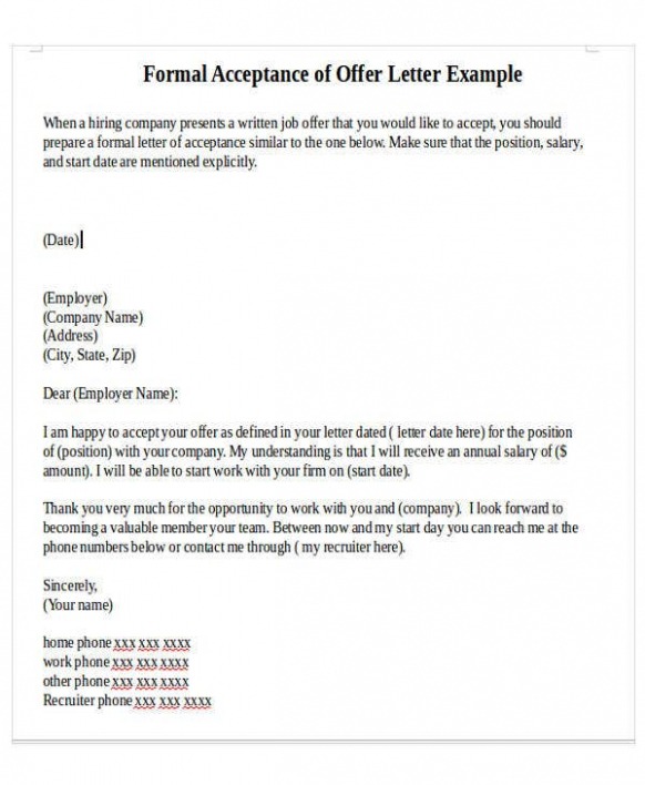 Editable Official Offer Letter Template Word