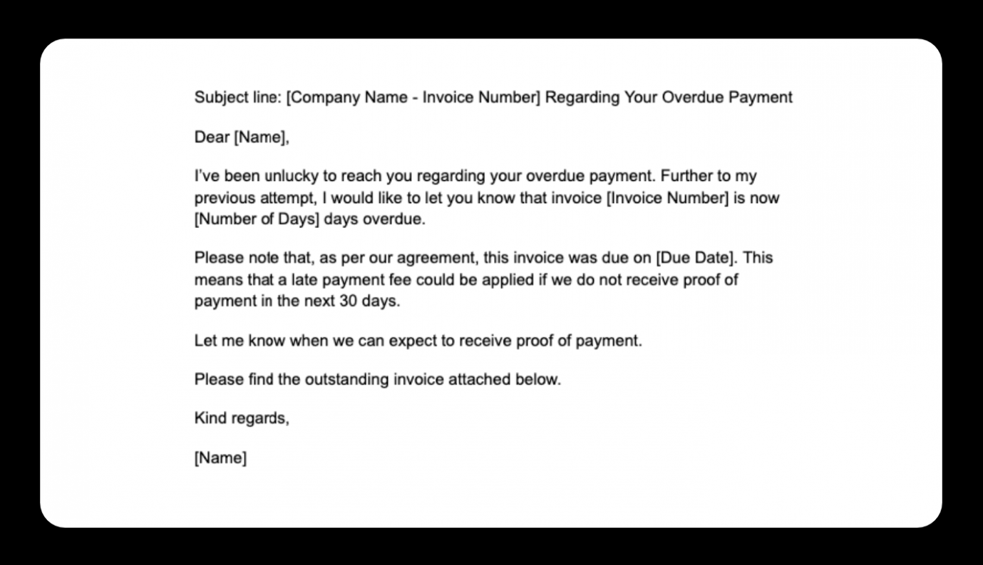 Editable Overdue Invoice Reminder Email Template 