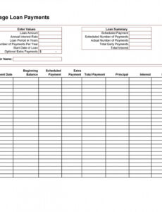 Personal Loan Payment Schedule Template CSV
