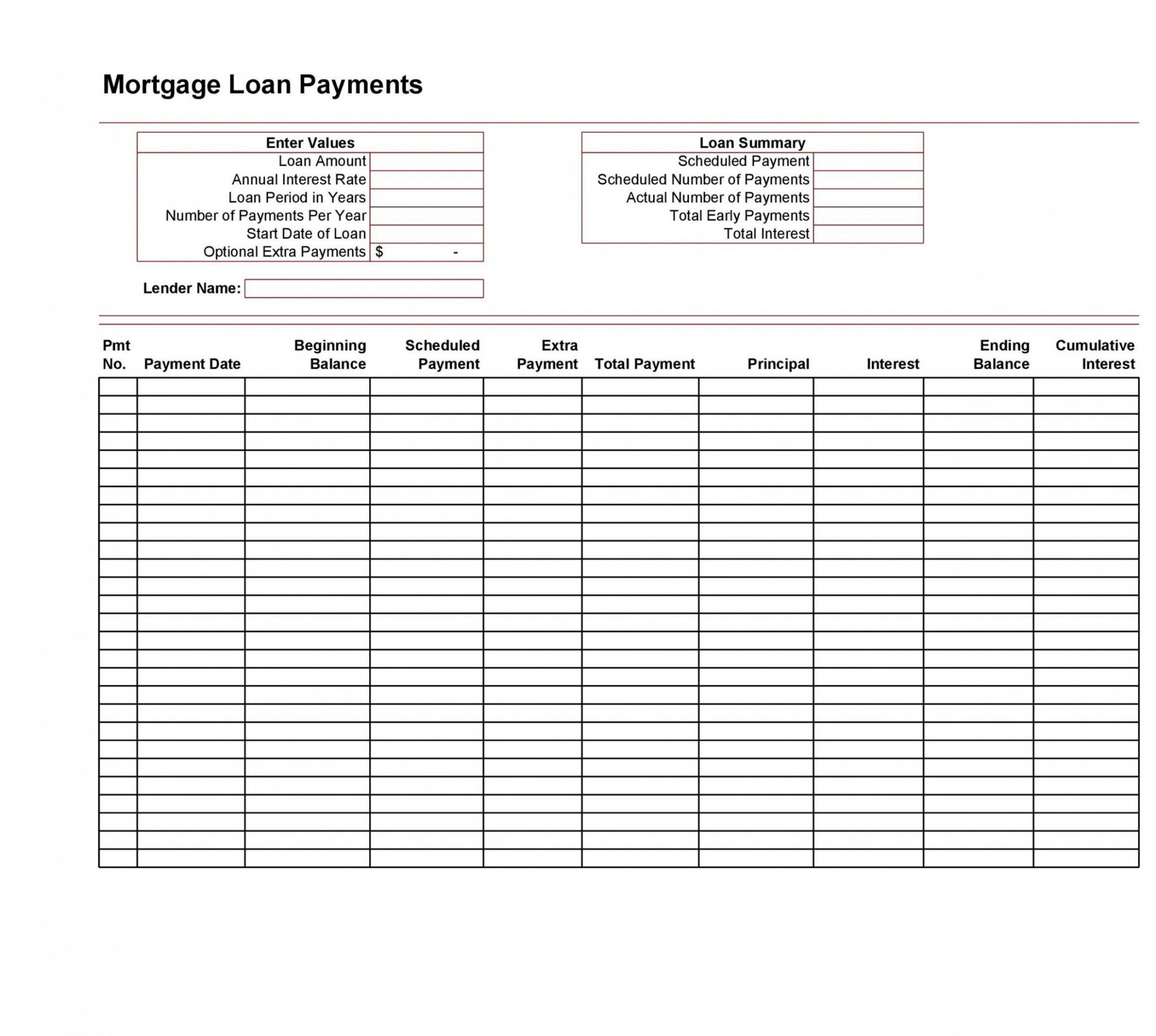 Free Personal Loan Payment Schedule Template Sample