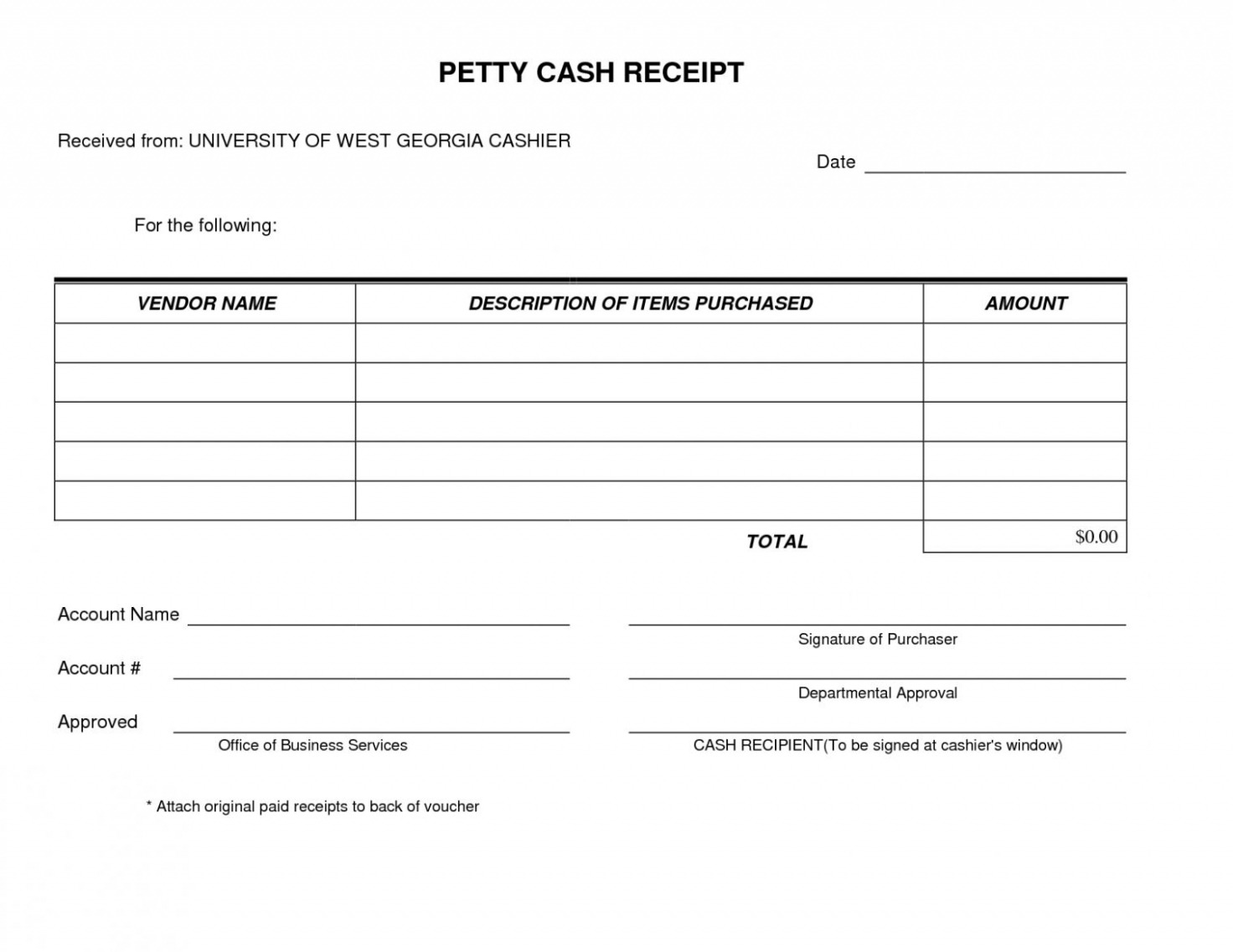 Editable Petty Cash Invoice Template Word