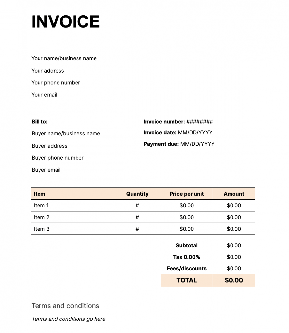 Sample Proper Invoice Template PDF