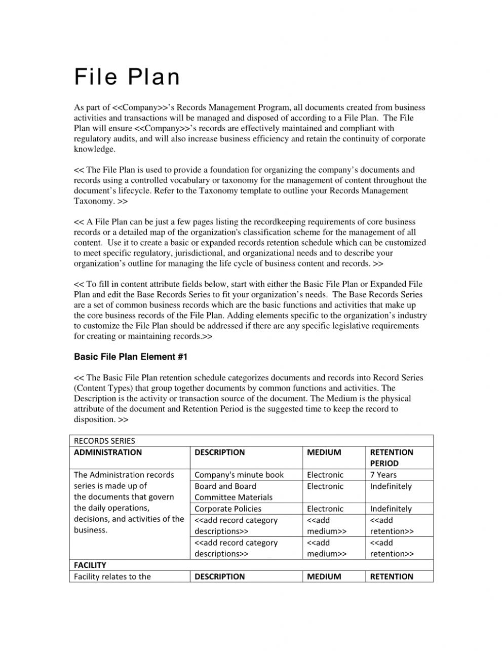 Editable Records Management Plan Template PDF