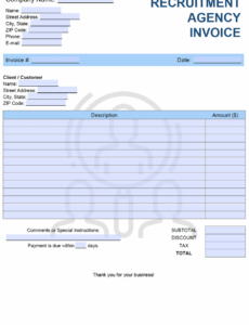 Printable Recruitment Agency Invoice Template Sample
