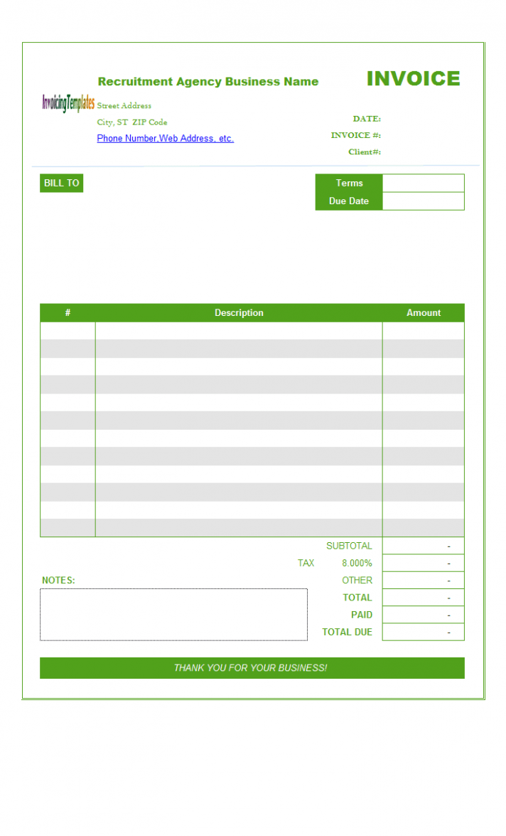 Printable Recruitment Invoice Template PDF