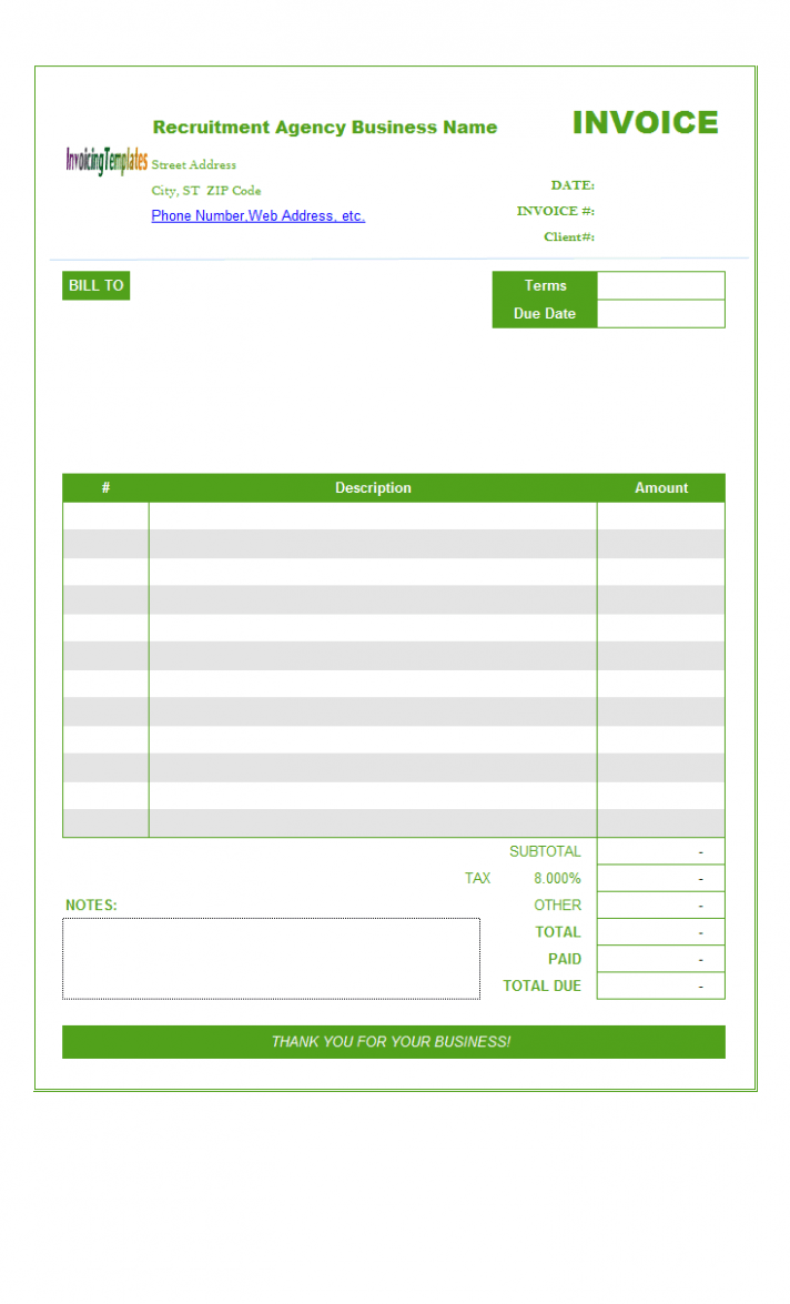 Printable Recruitment Invoice Template PDF Printable Recruitment Invoice Template PDF