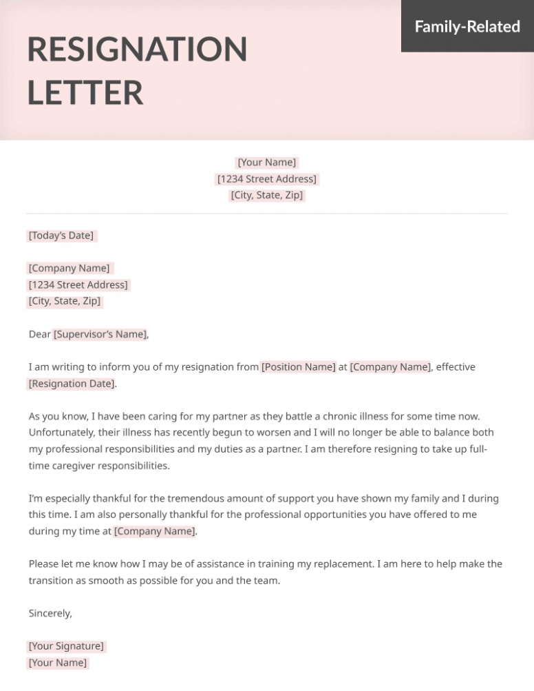  Resignation Letter Due To Disability Word