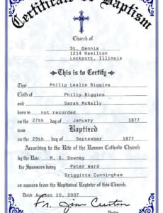 Editable Roman Catholic Baptism Certificate Template PPT