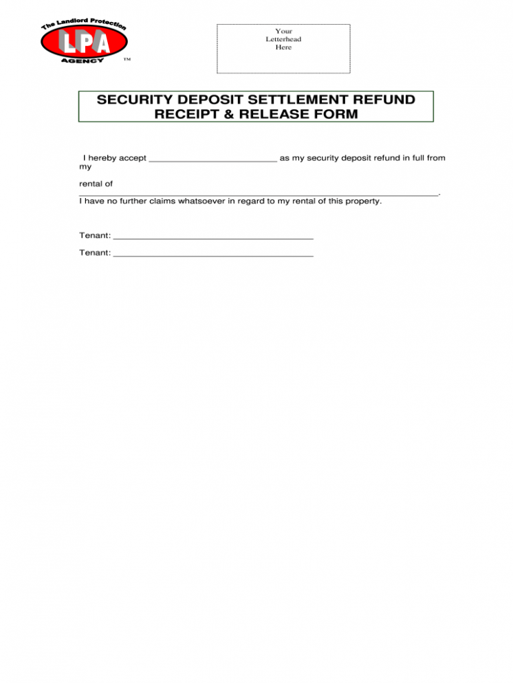 Printable Security Deposit Refund Invoice Template Doc