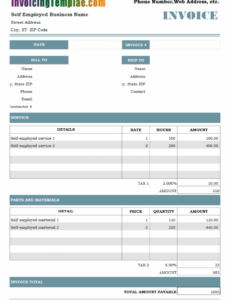 Sample Self Employed Billing Invoice Template