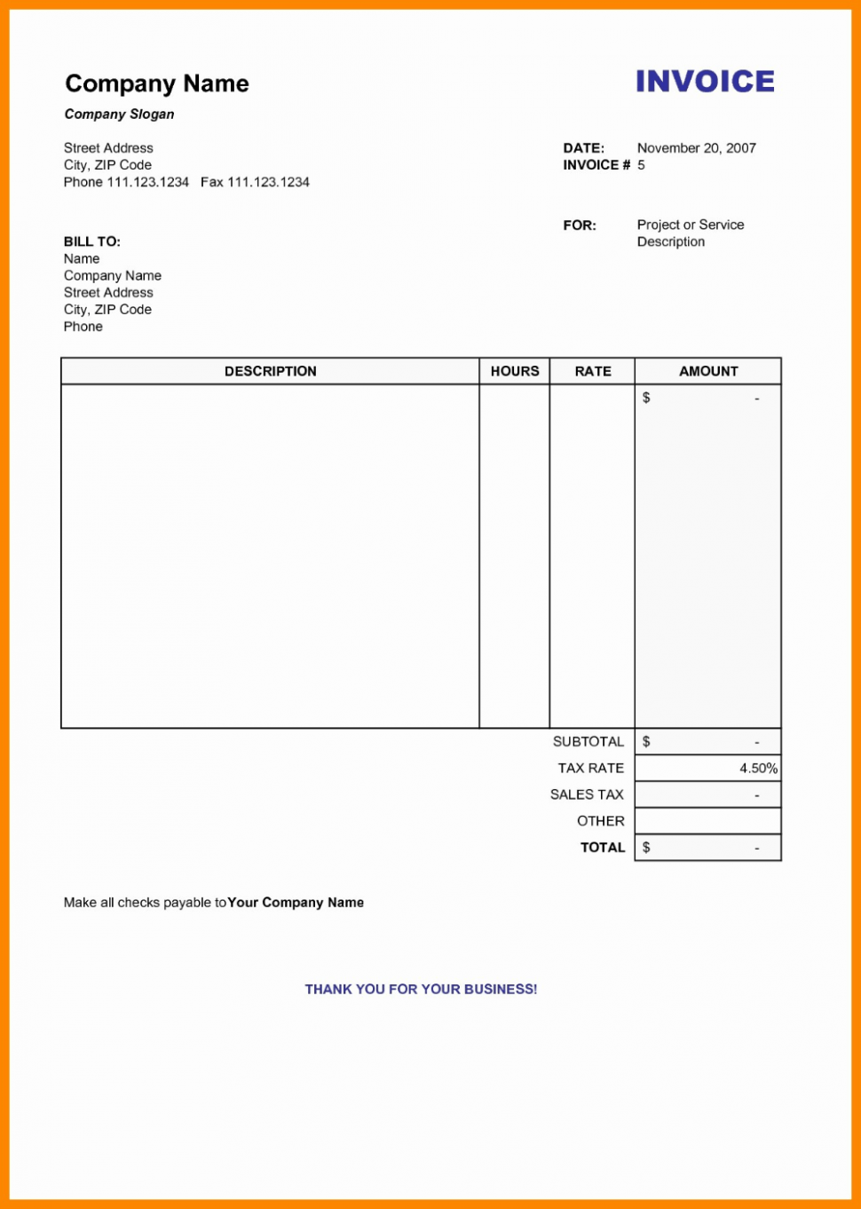 Sample Self Employed Invoice Template Uk Docs