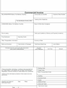 Printable Shipping Proforma Invoice Template Excel