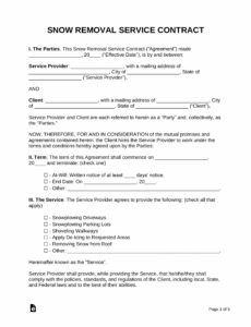 Free Snow Removal Plan Template Docs