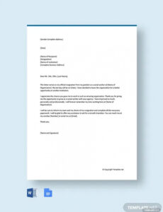 Printable Social Work Resignation Letter Docs