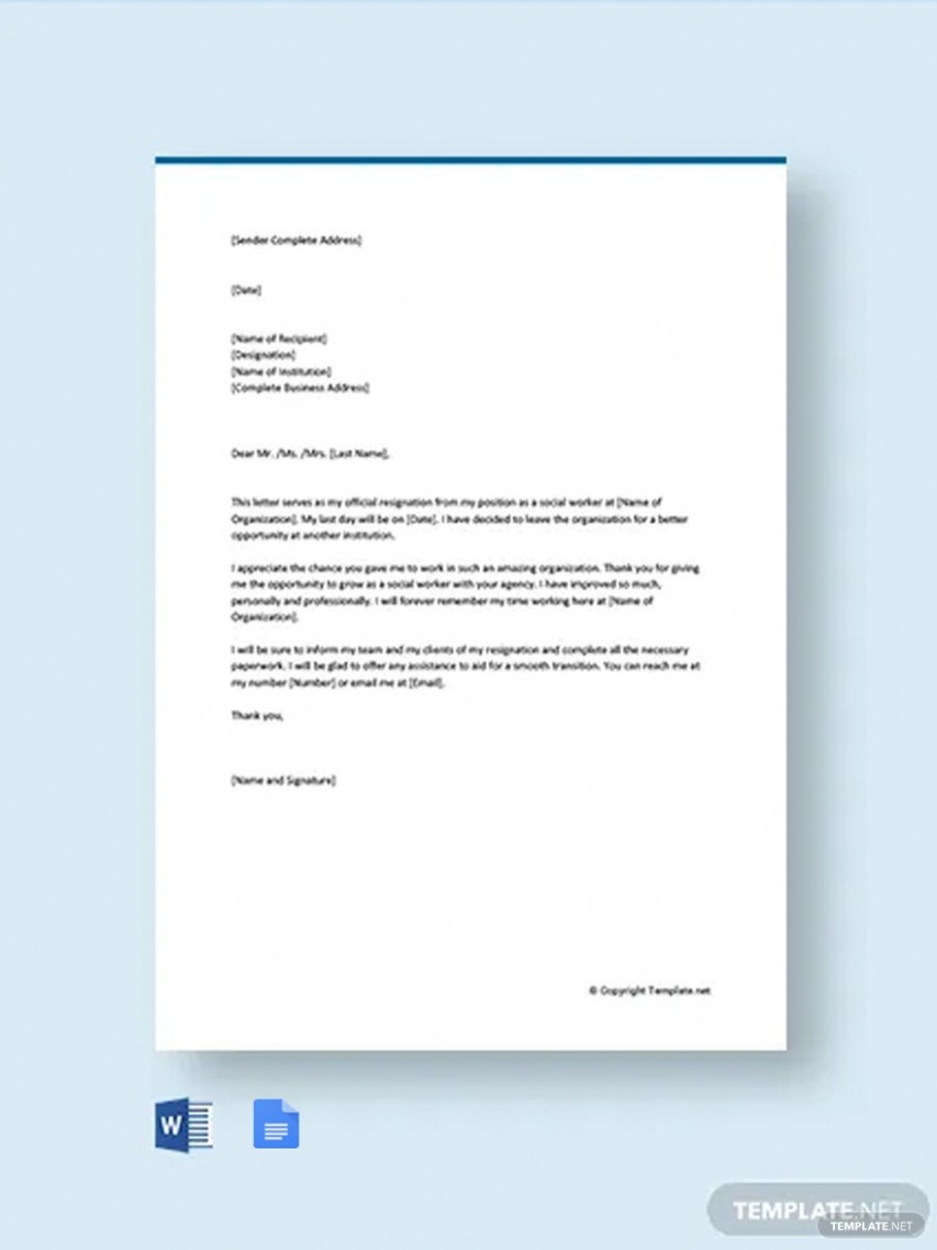 Free Social Work Resignation Letter PPT