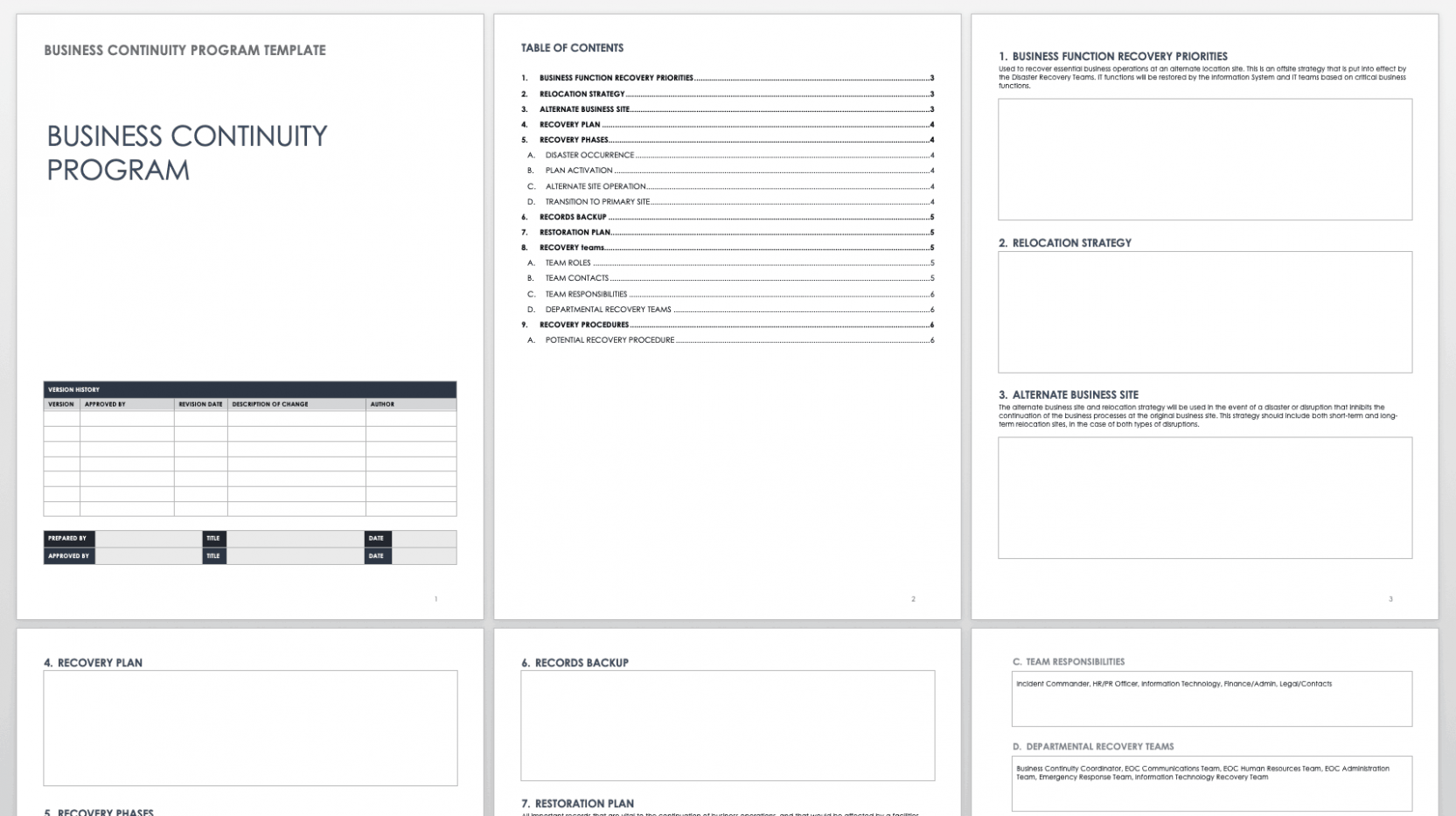 Printable Software Business Continuity Plan Template Doc