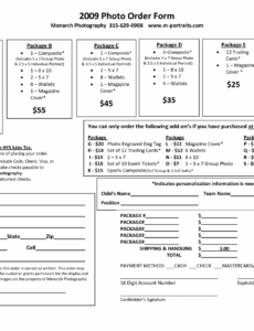 Printable Sports Pography Order Form Template Docs