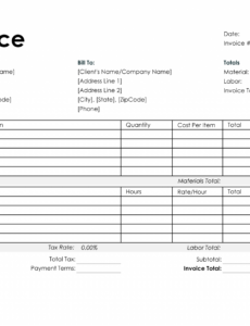 Editable Time And Material Invoice Template Sample