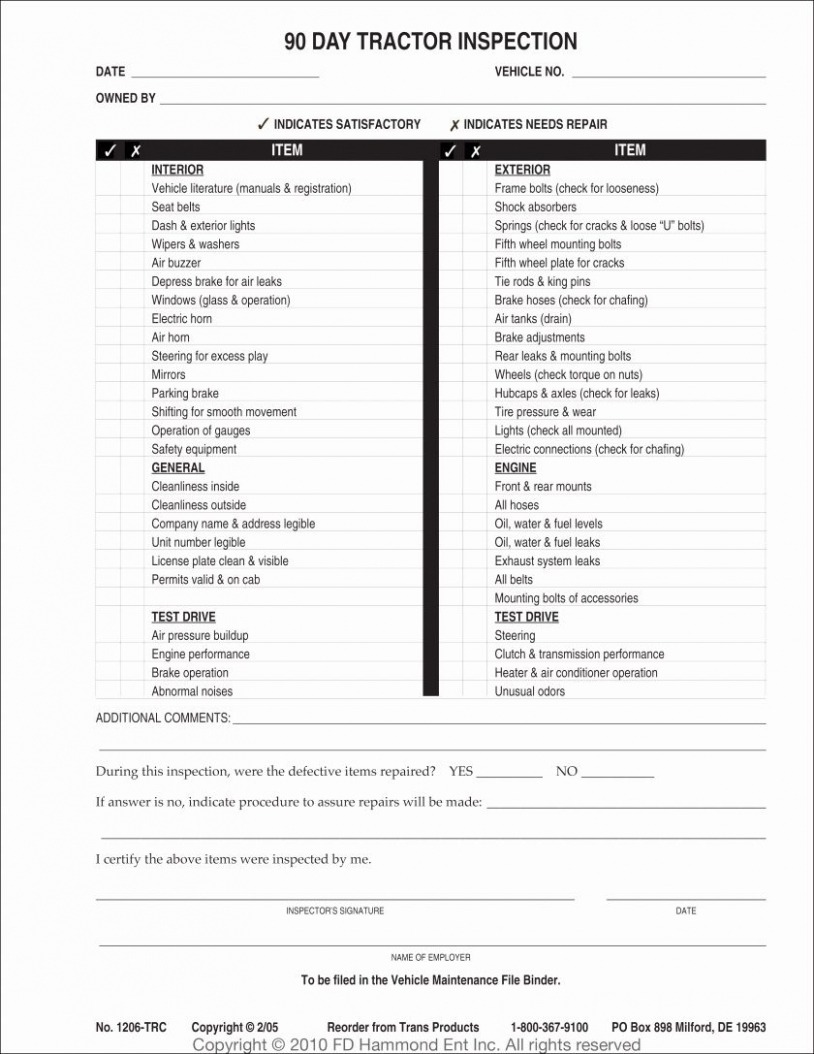 Free Trailer Maintenance Schedule Template CSV