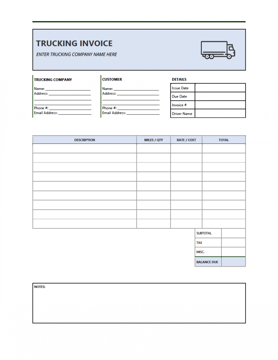 Trucking Company Invoice Template