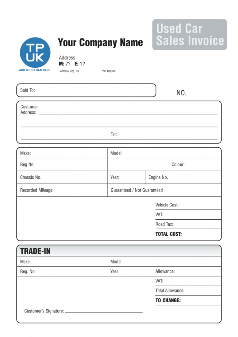 Printable Used Car Invoice Template Printable Used Car Invoice Template