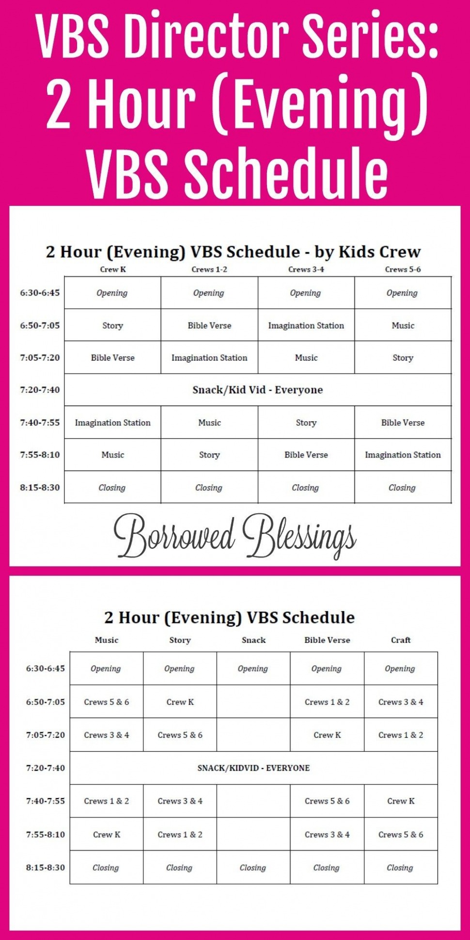 Printable Vacation Bible School Schedule Template Sample