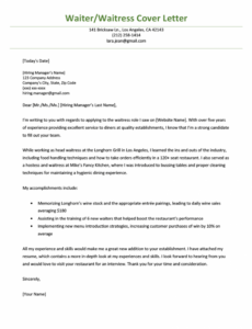 Editable Waiter Resignation Letter Excel