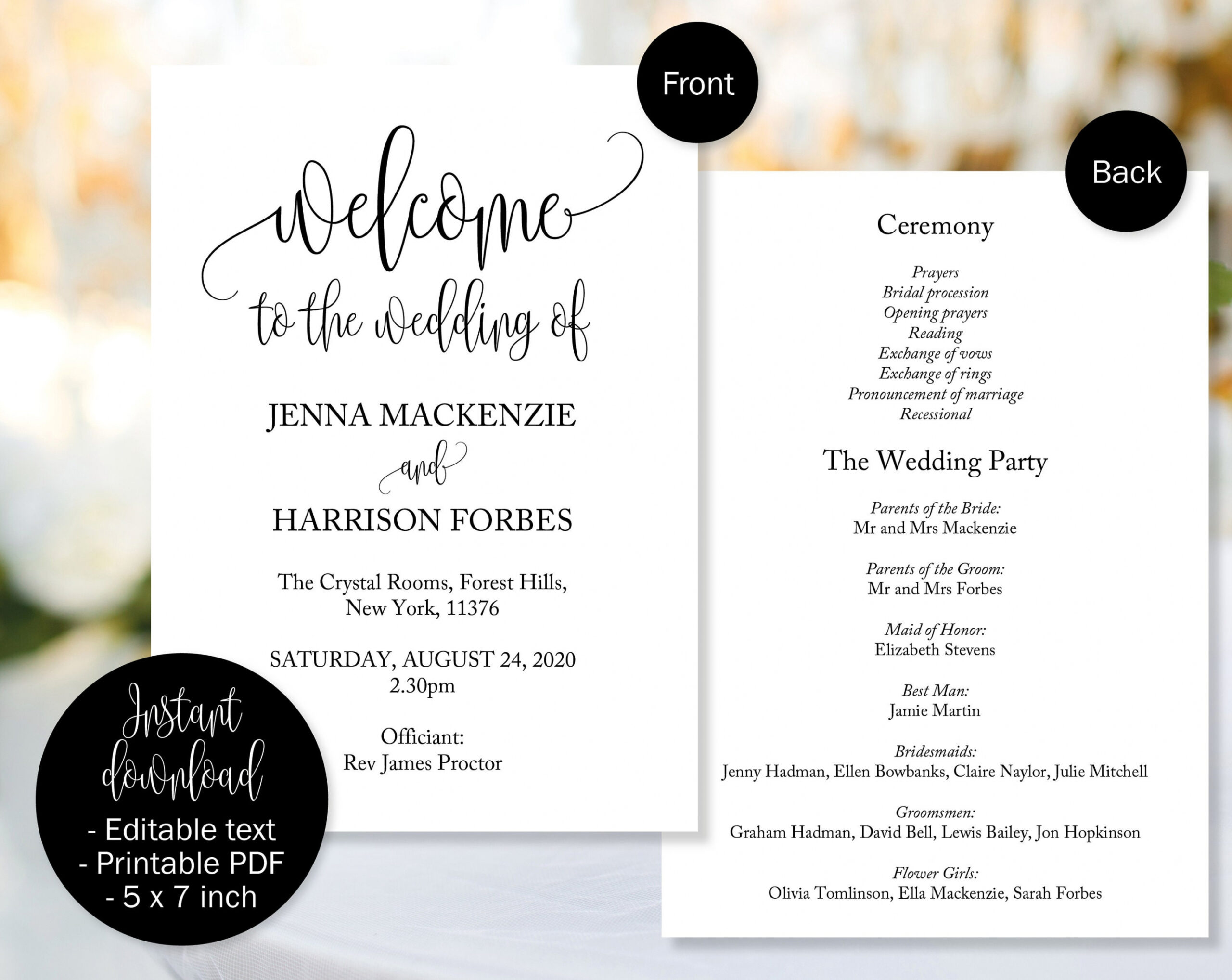 Printable Wedding Ceremony Order Service Template Excel Printable Wedding Ceremony Order Service Template Excel