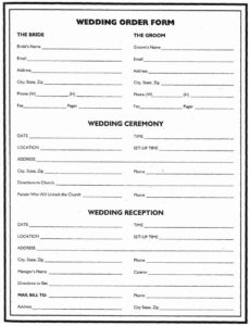 Printable Wedding Flowers Order Form Template Docs