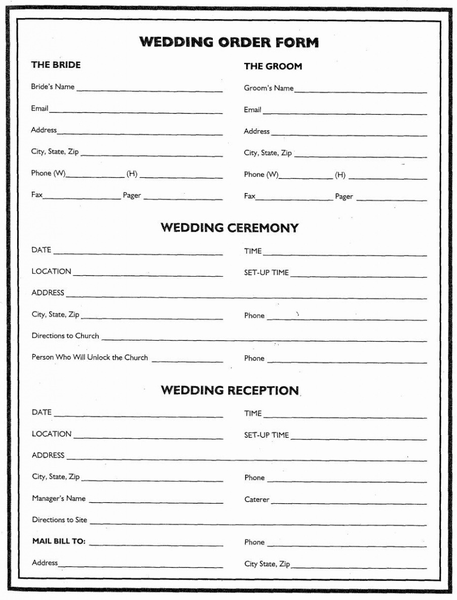 Editable Wedding Flowers Order Form Template CSV