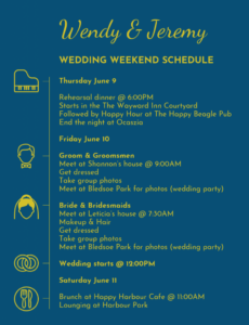 Printable Wedding Weekend Schedule Template PPT