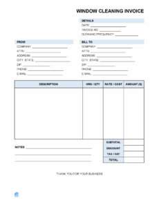 Printable Window Cleaning Invoice Template PDF