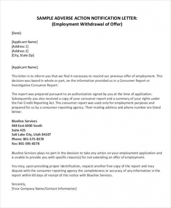 Editable Withdraw Offer Of Employment Letter Template Word
