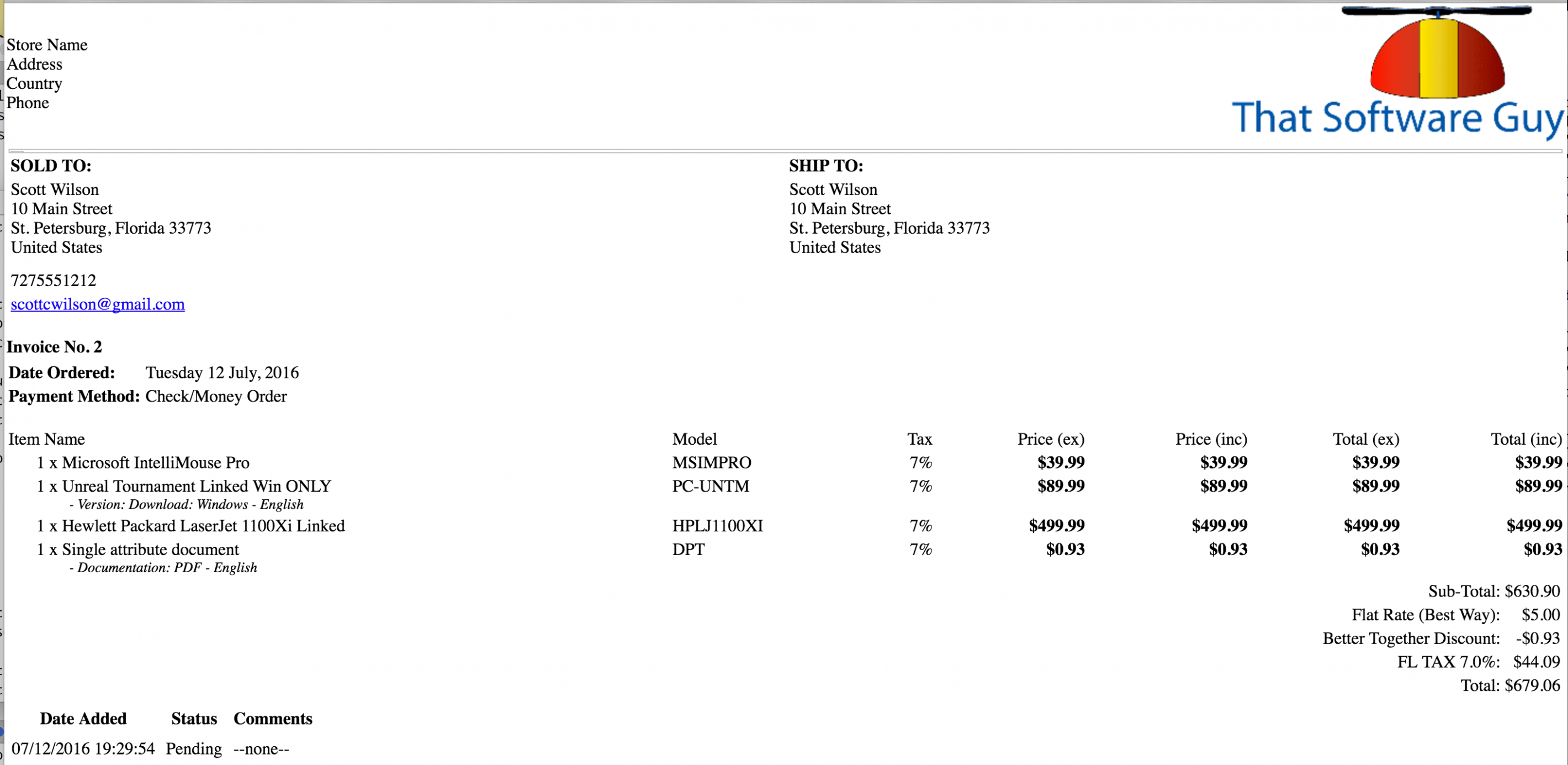 Sample Zen Cart Invoice Template Sample