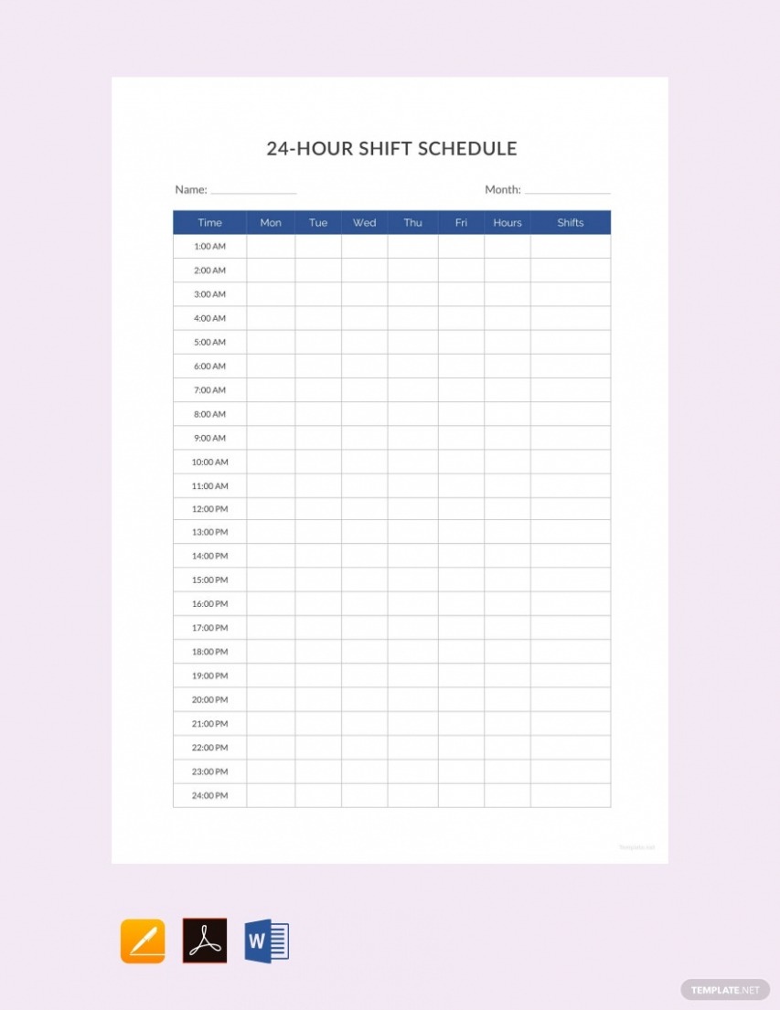 Free 24 Hour Staff Schedule Template PDF