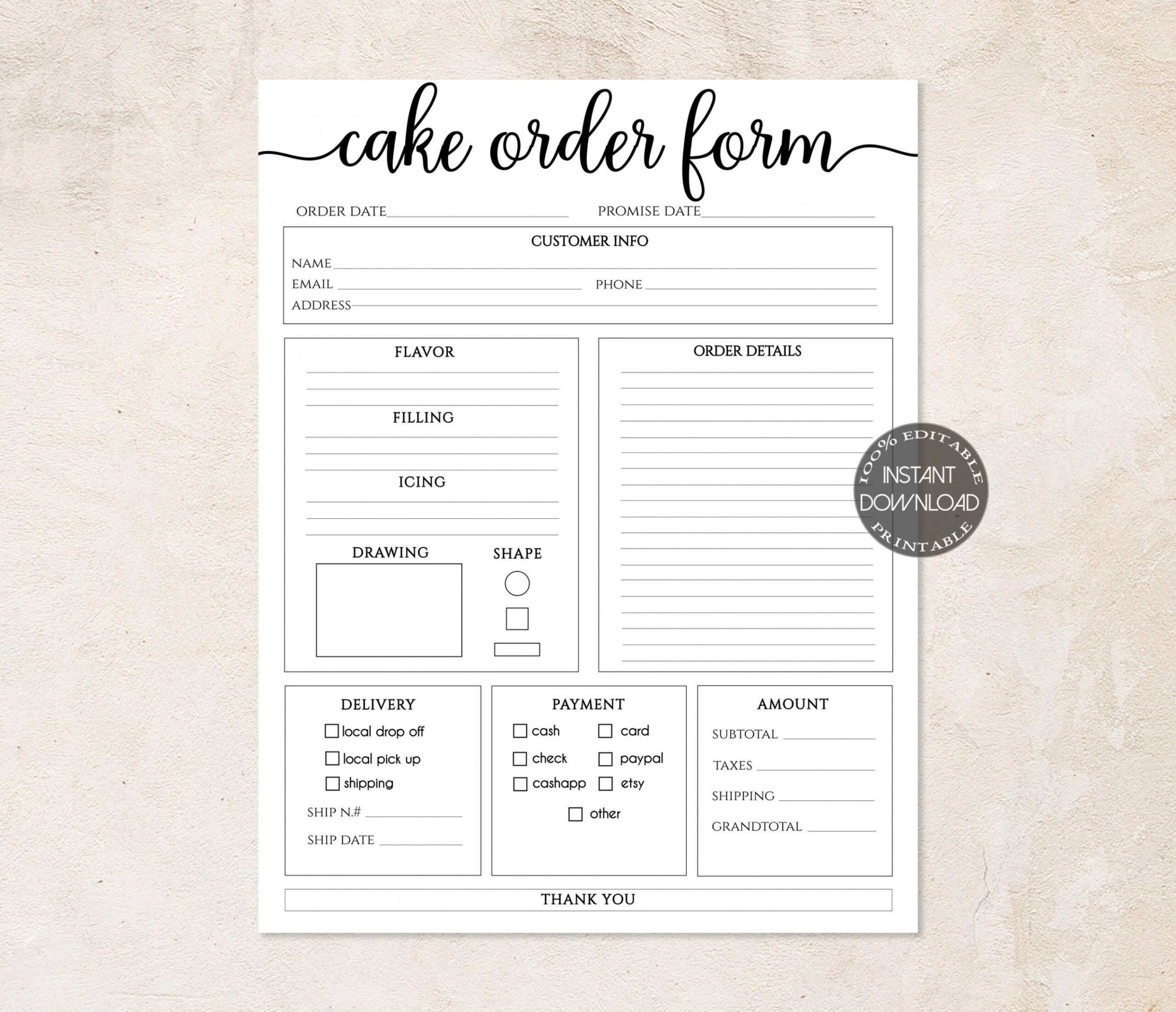Sample Bakery Order Forms Template Doc